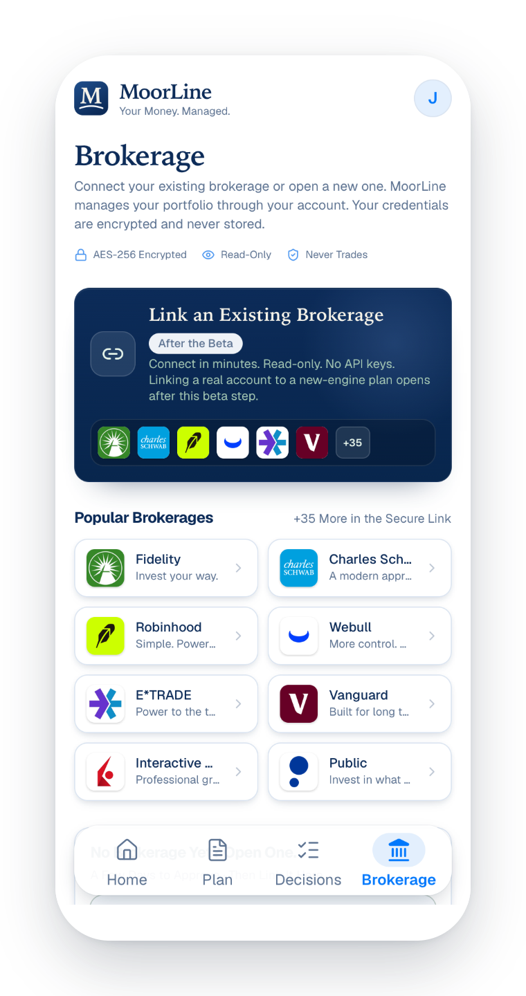 The brokerage screen